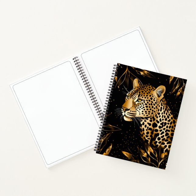 Cuaderno de dibujo Leopardo Guepardo Negro Oro (Interior)