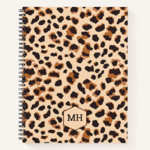 Cuaderno de dibujo marrón con estampado de leopard