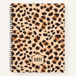 Cuaderno de dibujo marrón con estampado de leopard