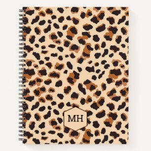 Cuaderno de dibujo marrón con estampado de leopard