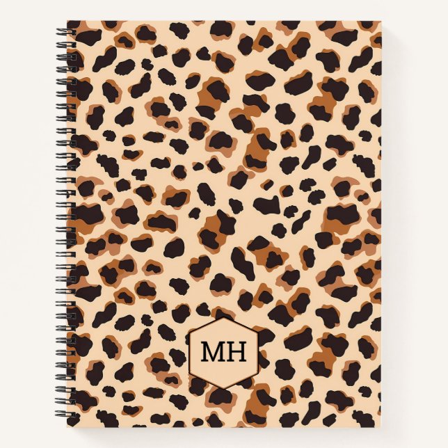 Cuaderno de dibujo marrón con estampado de leopard (Anverso)