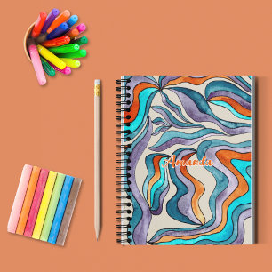 Cuaderno de dibujo naranja retro divertido nombre