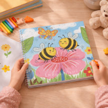 Cuaderno de dibujo para niños de abejas y mariposa