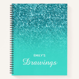 Cuaderno de dibujo personalizado con brillo turque