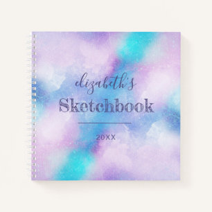 Cuaderno de dibujo personalizado de turquesa morad