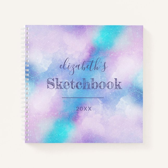 Cuaderno de dibujo personalizado de turquesa morad (Anverso)