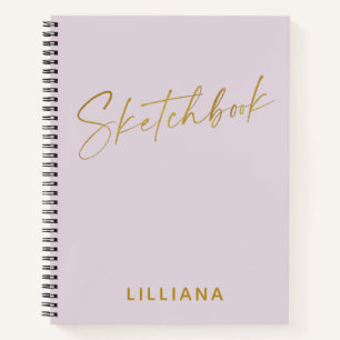 Cuaderno de dibujo personalizado lila y dorado min