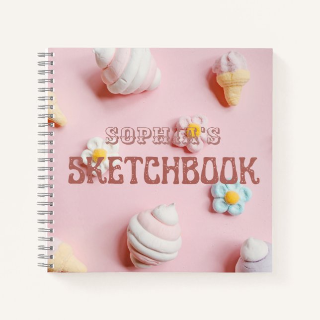 Cuaderno de dibujo personalizado rosa lindo para n (Anverso)