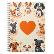 Cuaderno de dibujos animados de cachorros adorable