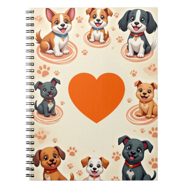 Cuaderno de dibujos animados de cachorros adorable (Frente)