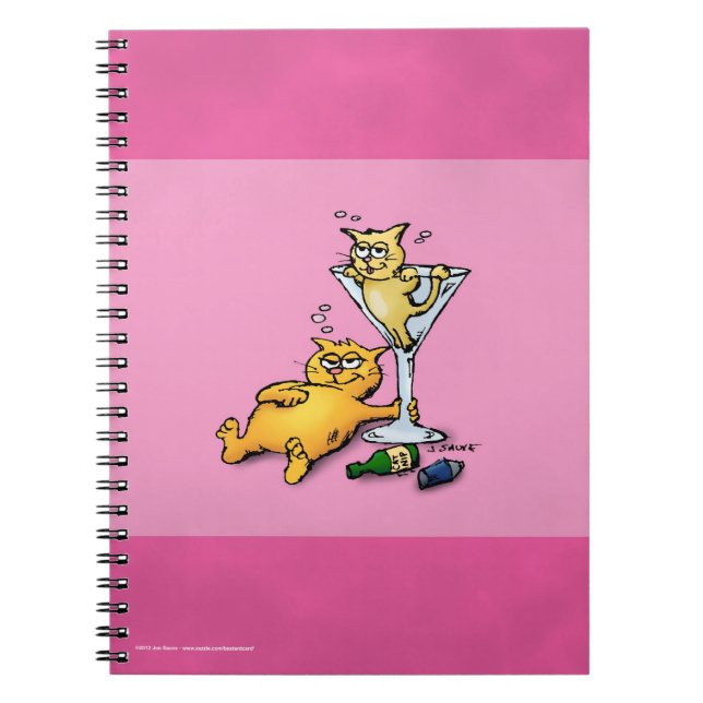 Cuaderno de dibujos animados rosado de cócteles y  (Frente)
