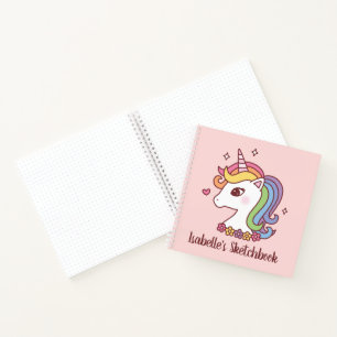 Cuaderno de dibujos de niñas unicornio arcoíris li