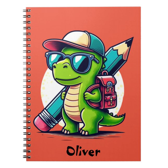 Cuaderno de dinosaurio genial personalizable para  (Frente)