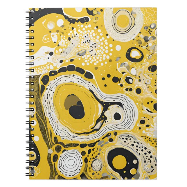 Cuaderno de diseño con amarillo y negro abstracto (Frente)