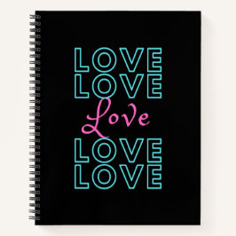 Cuaderno de diseño de amor rosa azul inspirador