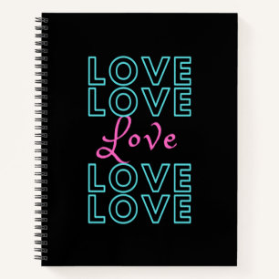 Cuaderno de diseño de amor rosa azul inspirador