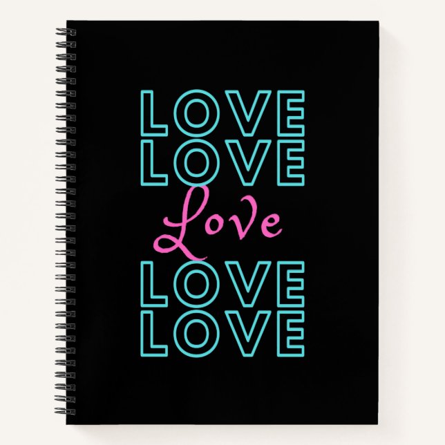 Cuaderno de diseño de amor rosa azul inspirador (Anverso)