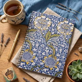 Cuaderno de diseño de artista floral azul William 