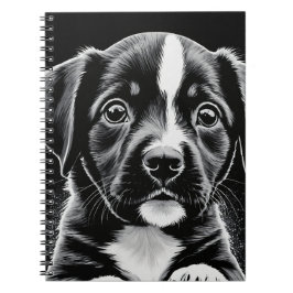 Cuaderno de diseño de cachorro adorable - Negro y