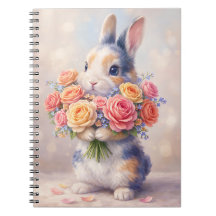 Cuaderno de diseño de conejo con flores / cuaderno