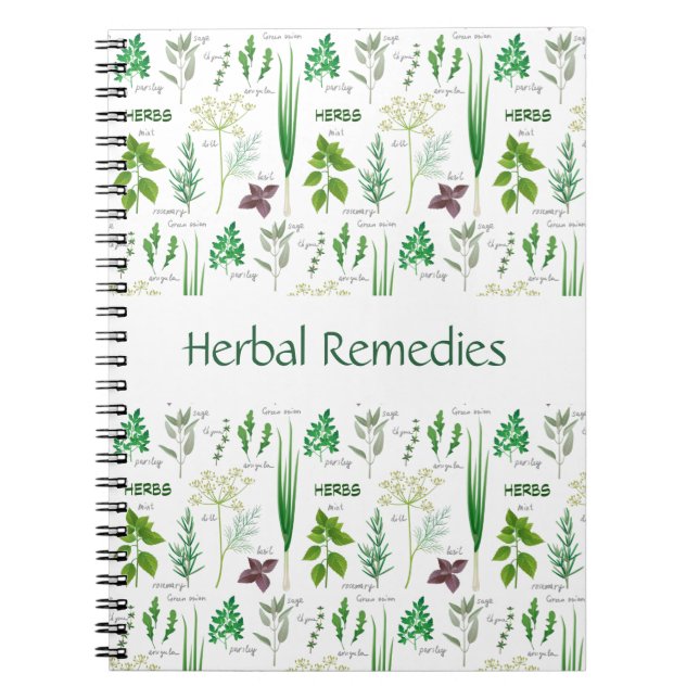 Cuaderno de diseño de hierbas aromáticas variadas (Frente)
