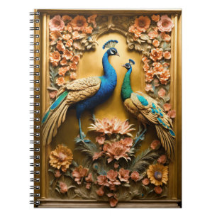 Cuaderno de diseño de pavo real dorado