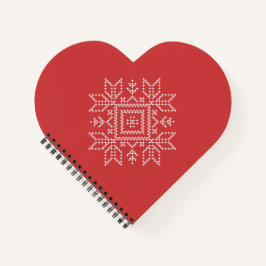 Cuaderno de diseño de tejido de navidad roja con c