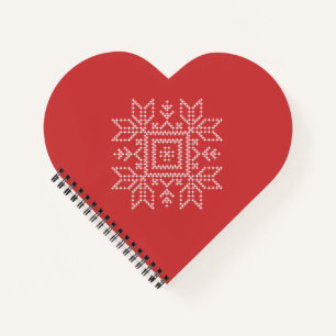 Cuaderno de diseño de tejido de navidad roja con c