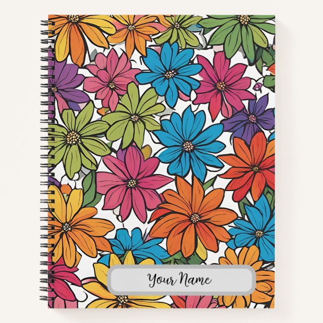 Cuaderno de diseño floral colorido (Anverso)