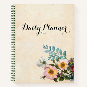 Cuaderno de diseño floral de acuarela para planif