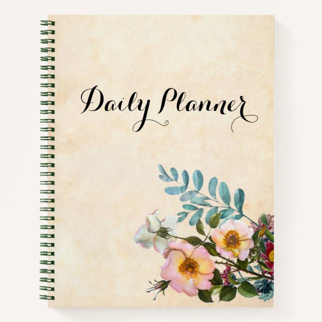 Cuaderno de diseño floral de acuarela para planifi (Anverso)