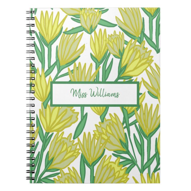 Cuaderno de diseño floral de arte original amarill (Frente)