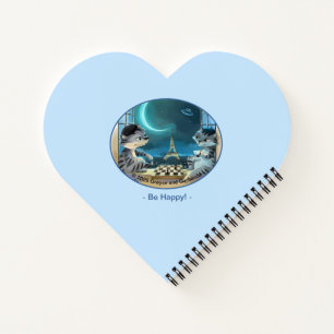 Cuaderno de Eiffel Tower - Noche Corazón Feliz