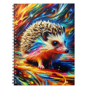 Cuaderno de erizo con plumas