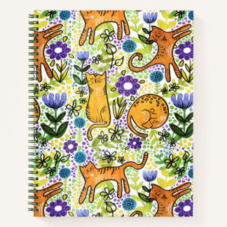 Cuaderno de esbozo de gatos de jardín