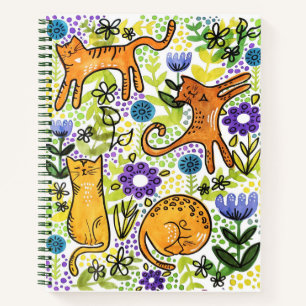 Cuaderno de esbozo de gatos de jardín