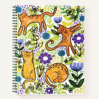 Cuaderno de esbozo de gatos de jardín