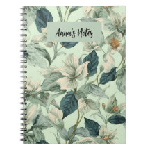 Cuaderno de escritura con patrón de flores botánic