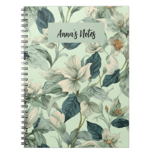 Cuaderno de escritura con patrón de flores botánic