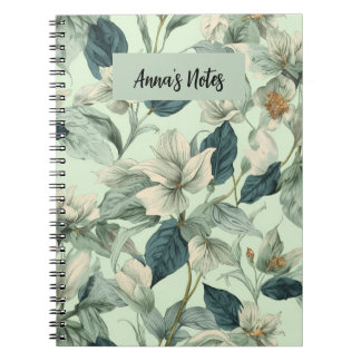 Cuaderno de escritura con patrón de flores botánic