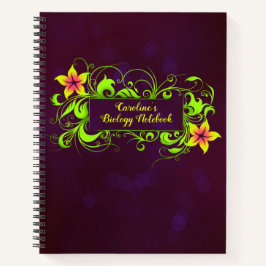 Cuaderno de escuela floral personalizado