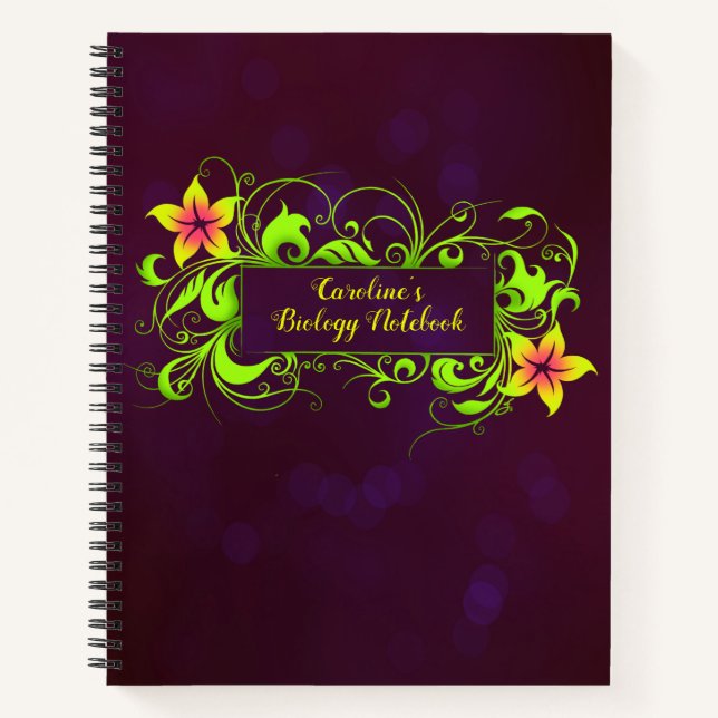 Cuaderno de escuela floral personalizado (Anverso)