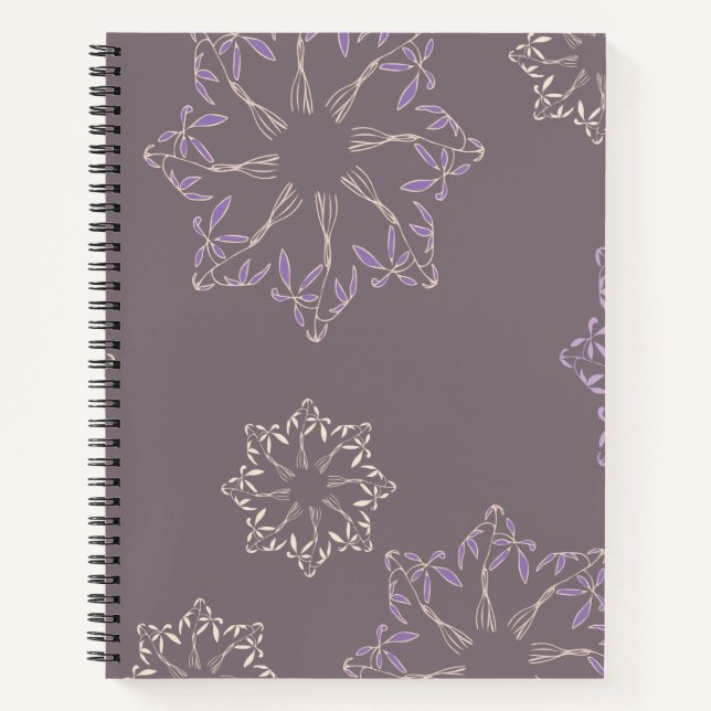 Cuaderno de espiral con diseño de plantas. (Anverso)