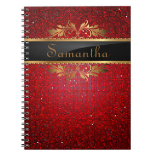 Cuaderno de Espiral de Disco Glitz de Secuina de P