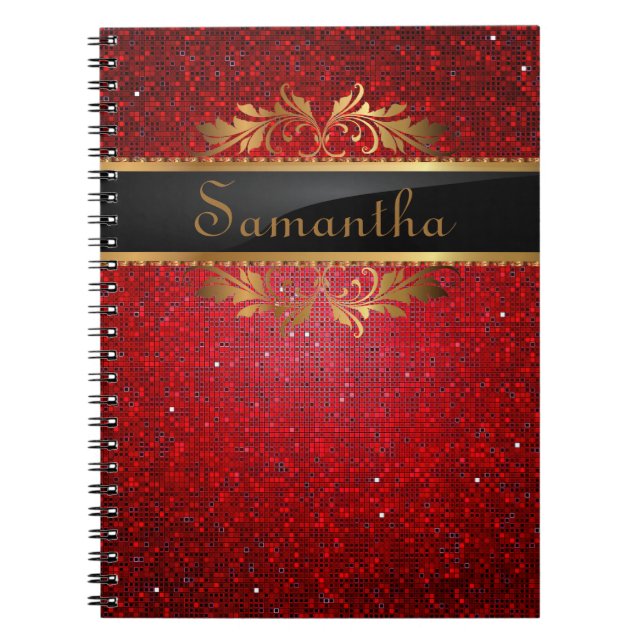 Cuaderno de Espiral de Disco Glitz de Secuina de P (Frente)