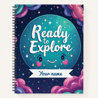 Cuaderno de espiral de galaxia con nombre editable
