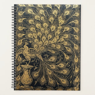 Cuaderno de espiral de lujo Peacock Gold Vintage J