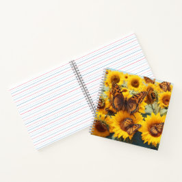 Cuaderno de espiral de mariposa y Su7nflower
