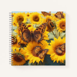 Cuaderno de espiral de mariposa y Su7nflower