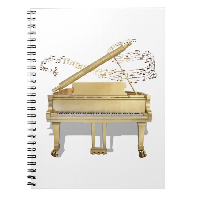 Cuaderno de Espiral de Música de Piano Dorado (Frente)